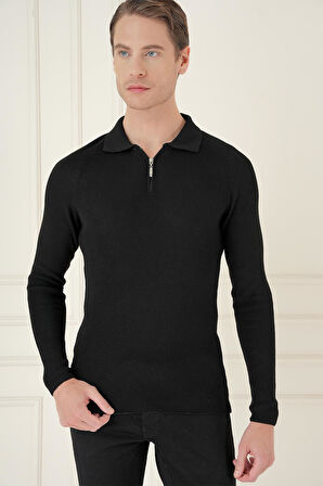 TR 878 TRİKO SLİM FİT SİYAH BASİC