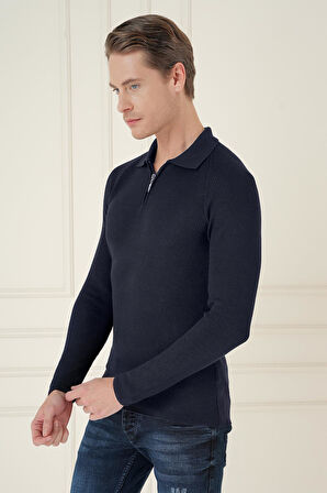 TR 878 TRİKO SLİM FİT LACİVERT BASİC