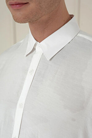 Gk 743 Slim Fit %100 Modal Uzun Kol Klasik Beyaz Gömlek 