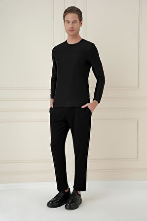 ATP 033 Slim Fit Siyah Spor Pantolon