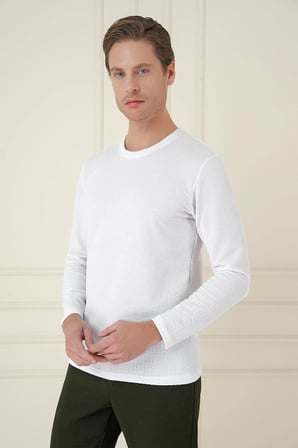 TS 889 Slim Fit Beyaz Spor T-Shirt