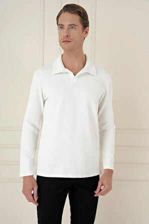 TS 890 Slim Fit Ekru Spor T-Shirt