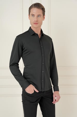 G 1580 Slim Fit Siyah Klasik Gömlek