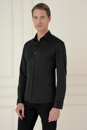 G 1580 Slim Fit Siyah Klasik Gömlek