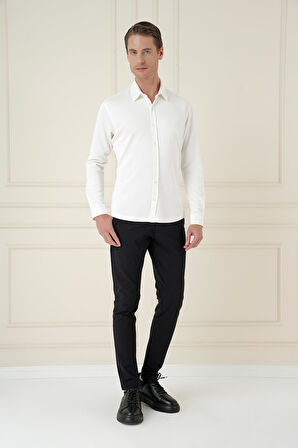 G 1580 Slim Fit Ekru Klasik Gömlek
