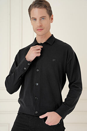 TR 879 Slim Fit Siyah Klasik Triko