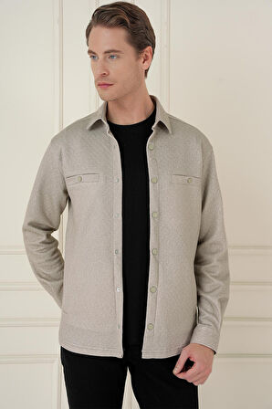 G 1581 Slim Fit Bej Klasik Gömlek