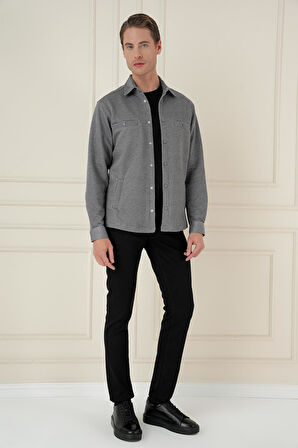 G 1581 Slim Fit Gri Klasik Gömlek