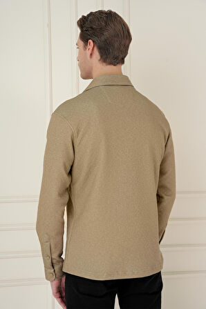 G 1581 Slim Fit Camel Klasik Gömlek