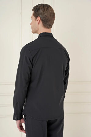 G 1582 Slim Fit Siyah Klasik Gömlek