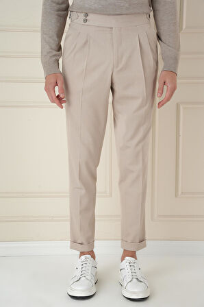 P 1167 Slim Fit Bej Spor Pantolon