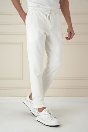 ATP 033 Slim Fit Beyaz Spor Pantolon