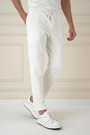 ATP 033 Slim Fit Beyaz Spor Pantolon