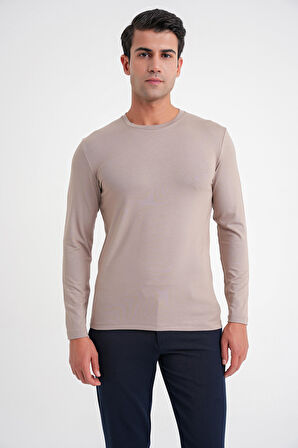 TS 870 T-SHIRT Slim VİZON CASUAL