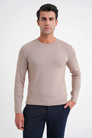 TS 870 T-SHIRT Slim VİZON CASUAL
