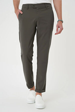 P 1150 Comfort Fit Beli Lastikli Yan Cep Haki Jogger Pantolon