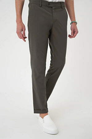 P 1150 Comfort Fit Beli Lastikli Yan Cep Haki Jogger Pantolon