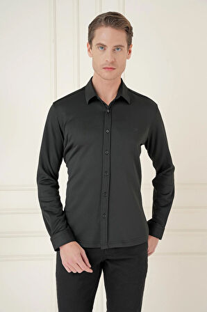 G 1583 Slim Fit Siyah Klasik Gömlek