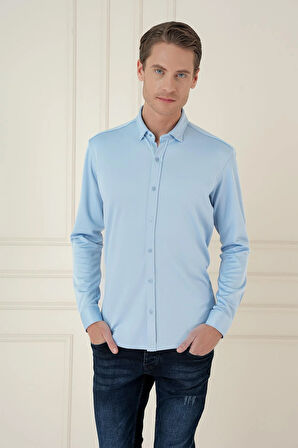 G 1583 Slim Fit Mavi Klasik Gömlek