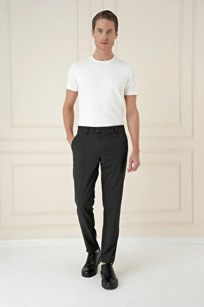 Slim Fit Beli Lastikli Esnek Pamuklu Antrasit Casual Pantolon P 1171