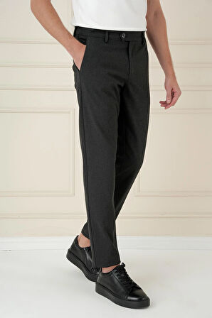 Slim Fit Beli Lastikli Esnek Pamuklu Antrasit Casual Pantolon P 1171