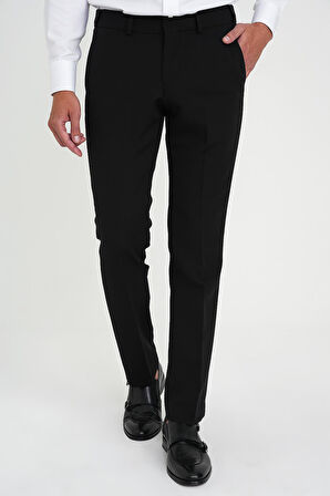 Comfort Fit Beli Lastikli Esnek Siyah Pantolon P 1169