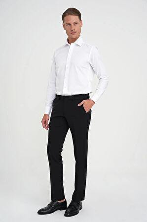 Comfort Fit Beli Lastikli Esnek Siyah Pantolon P 1169