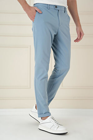 Comfort Fit Beli Lastikli Esnek Casual Havacı Mavi Pantolon P 1173