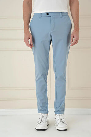 Comfort Fit Beli Lastikli Esnek Casual Havacı Mavi Pantolon P 1173