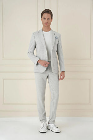 C 698 Comfort Fit Mono Yaka Çift Yırtmaç Torba Cep Casual Taş Ceket