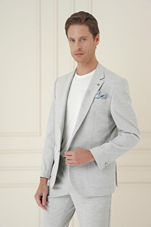 C 698 Comfort Fit Mono Yaka Çift Yırtmaç Torba Cep Casual Taş Ceket