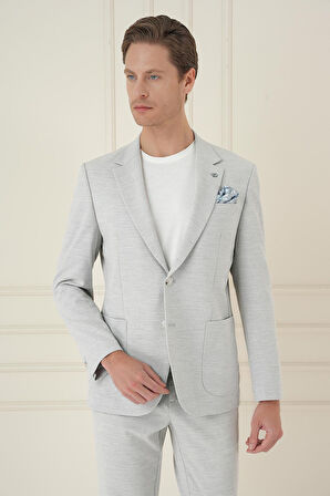 C 698 Comfort Fit Mono Yaka Çift Yırtmaç Torba Cep Casual Taş Ceket