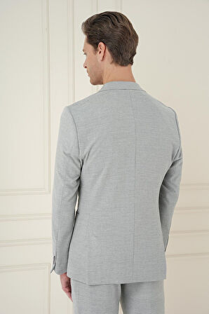 C 698 Comfort Fit Mono Yaka Çift Yırtmaç Torba Cep Casual Gri Ceket