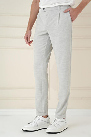 P 1174 Comfort Fit Gofre Dokulu Beli Lastikli Pileli Taş Jogger Pantolon