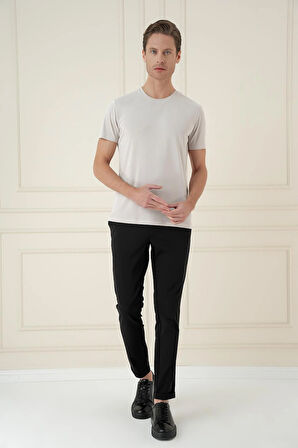 Comfort Fit Bisiklet Yaka Modal Kısa Kol Casual Taş Tişört Ts 895