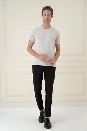 Comfort Fit Bisiklet Yaka Modal Kısa Kol Casual Taş Tişört Ts 895