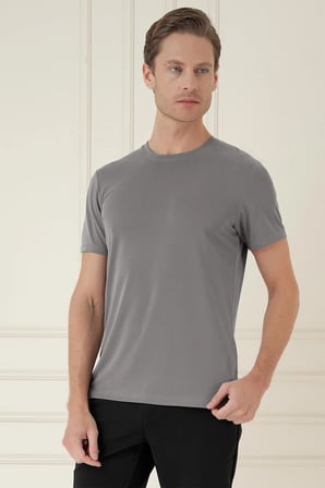 Comfort Fit Bisiklet Yaka Modal Kısa Kol Casual Vizon Tişört Ts 895