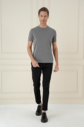 Comfort Fit Bisiklet Yaka Modal Kısa Kol Casual Vizon Tişört Ts 895