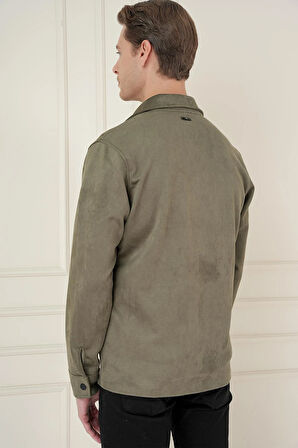 C 699 Comfort Fit Mono Yaka Kapaklı Cep Casual Haki Ceket