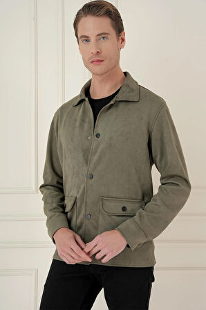 C 699 Comfort Fit Mono Yaka Kapaklı Cep Casual Haki Ceket