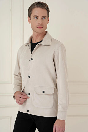 C 699 Comfort Fit Mono Yaka Kapaklı Cep Casual Taş Ceket