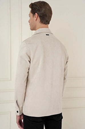 C 699 Comfort Fit Mono Yaka Kapaklı Cep Casual Taş Ceket