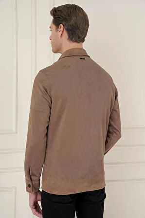 C 699 Comfort Fit Mono Yaka Kapaklı Cep Casual Vizon Ceket