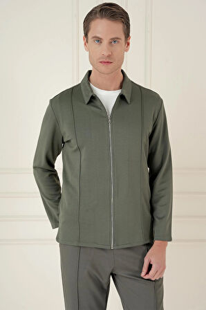 Slim Fit Fermuarlı Yan Cep Mevsimlik Casual Haki Mont Mt 174