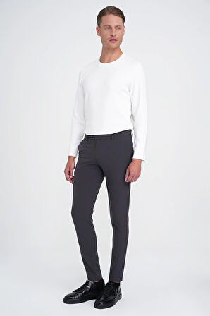 Slim Fit Yan Cepli Düz Esnek Casual Antrasit Pantolon P 1144