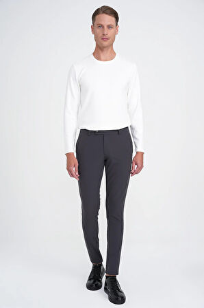 Slim Fit Yan Cepli Düz Esnek Casual Antrasit Pantolon P 1144