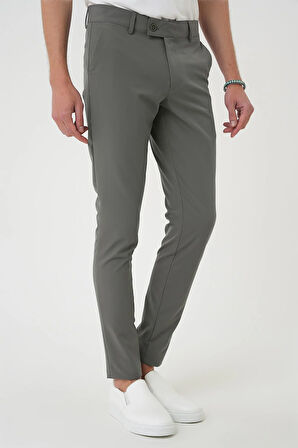 Slim Fit Yan Cepli Düz Esnek Casual Su Yeşili Pantolon P 1144