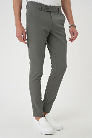 Slim Fit Yan Cepli Düz Esnek Casual Su Yeşili Pantolon P 1144