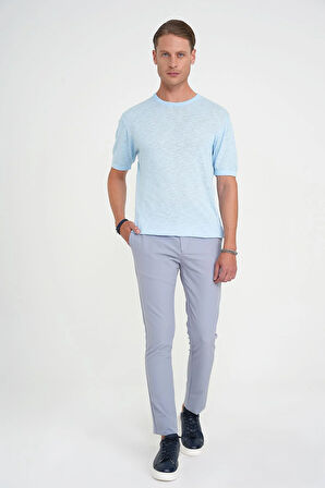 Comfort Fit Bisiklet Yaka Kısa Kol Spor Mavi Triko Tr 881