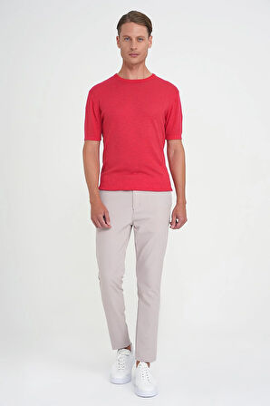 Comfort Fit Bisiklet Yaka Kısa Kol Spor Mercan Triko Tr 881